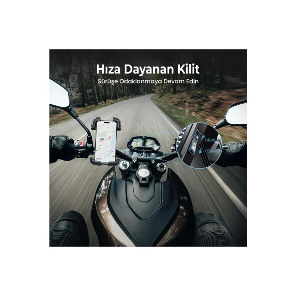 Bix BPH02 360° Derece Ayarlanabilen Gidon Bağlantılı Bisiklet Motosiklet için ABS 4-7.8¨ inç Telefon Tutucu