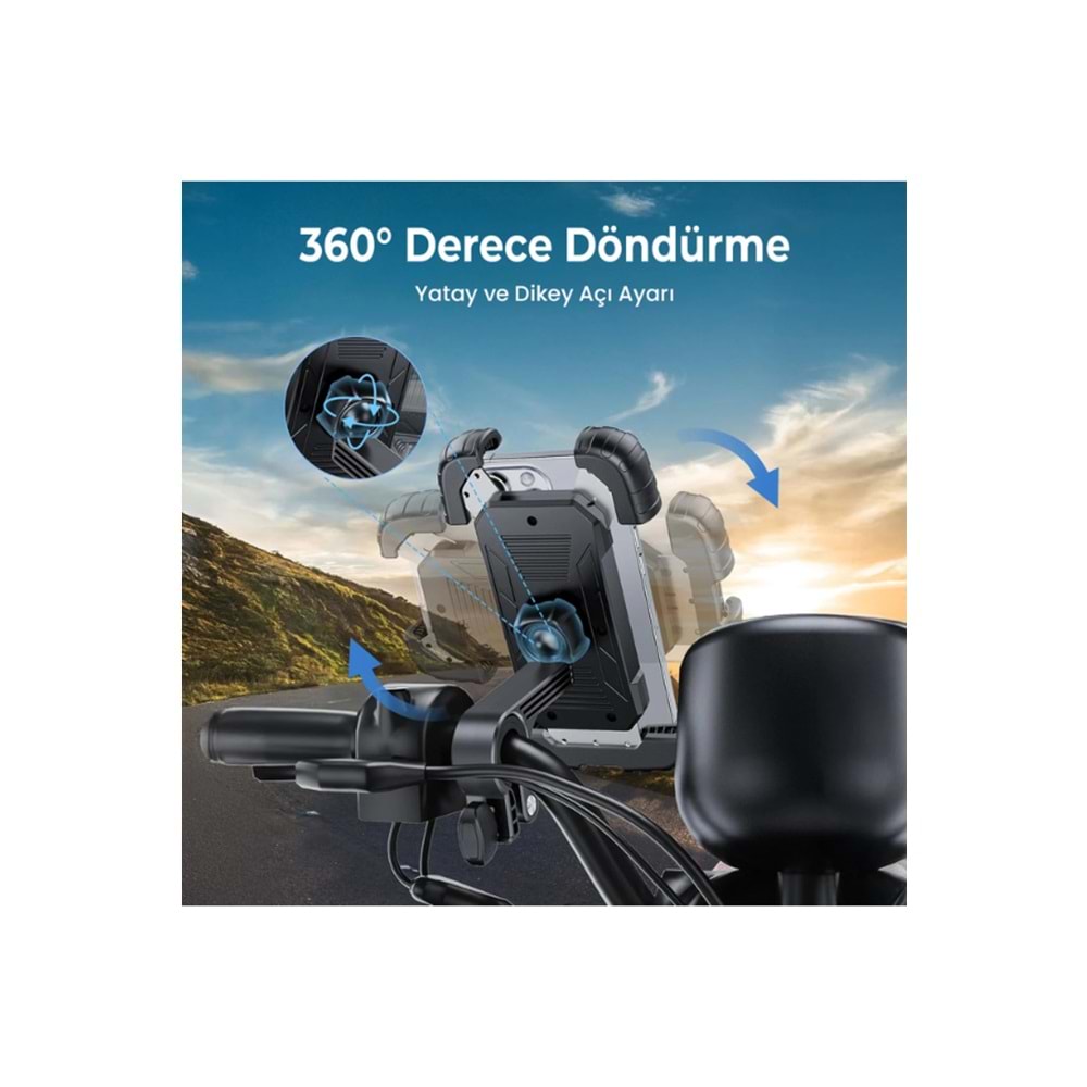 Bix BPH02 360° Derece Ayarlanabilen Gidon Bağlantılı Bisiklet Motosiklet için ABS 4-7.8¨ inç Telefon Tutucu