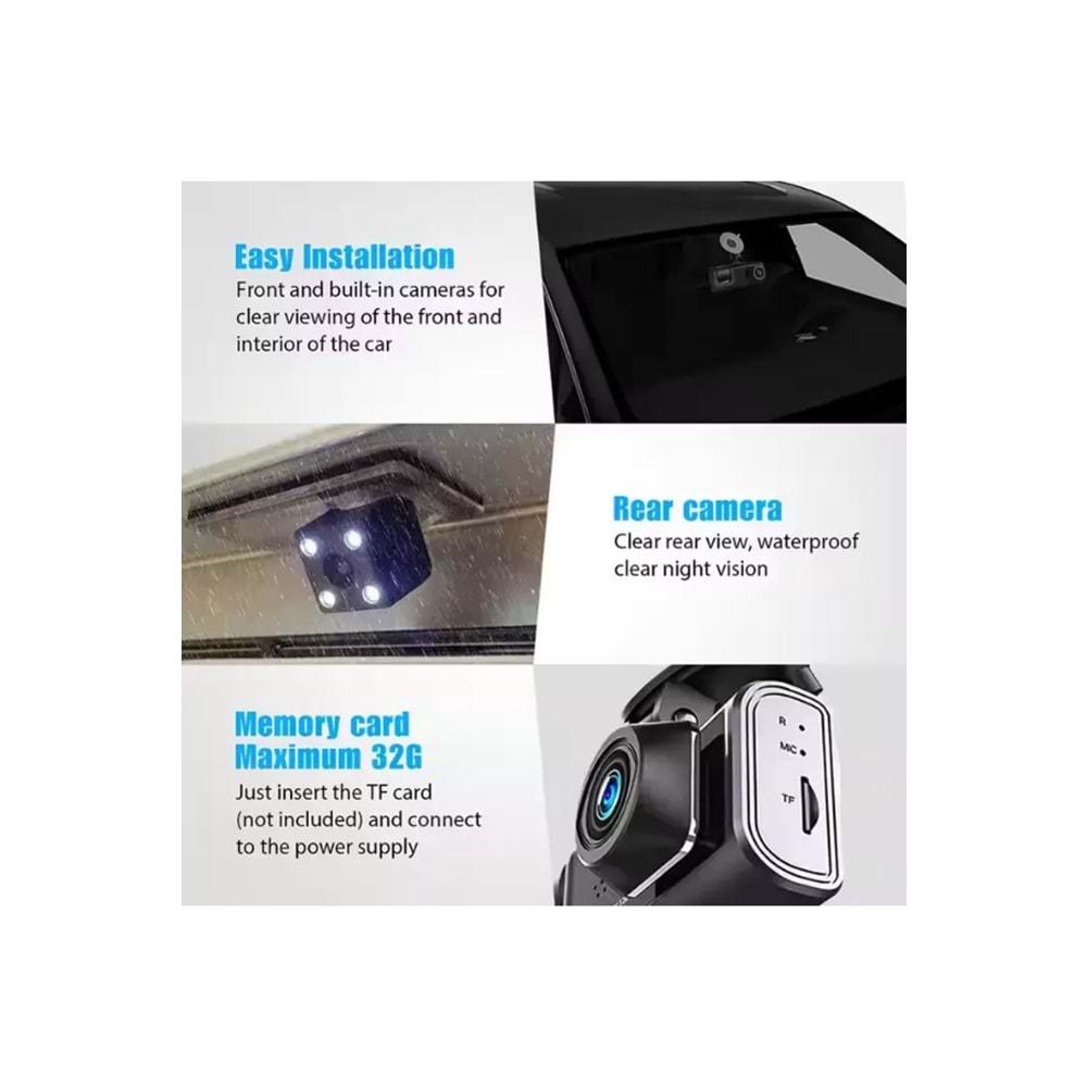 C309 ARAÇ İÇİ DİKİZ GPRS DASHCAM Wİ-Fİ ARABA KAMERASI