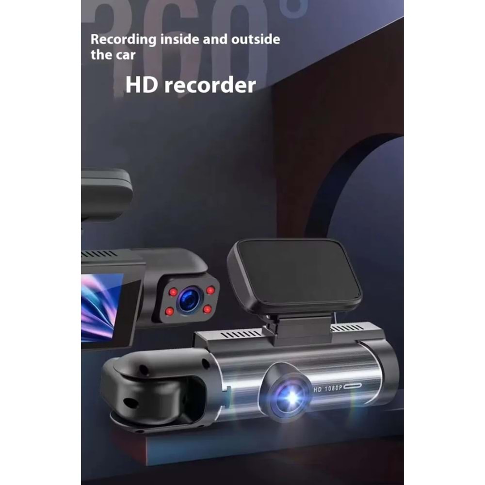 M8 1296P ÇİFT LENS ARAÇ İÇİ DİKİZ GPRS DASHCAM Wİ-Fİ ARABA KAMERASI