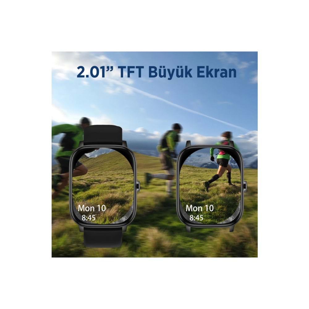 Bix SW03 2.01” TFT Geniş Ekran, Spor Sağlık Takibi ve Bluetooth 5.2 Telefon Görüşme Özellikli IP67 Suya Dayanıklı iOS Android Uyumlu Akıllı Saat