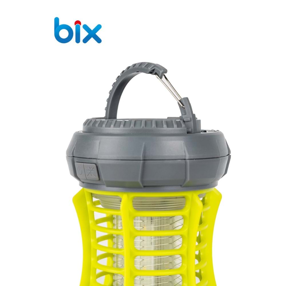 Bix KL02 Fanlı Sivrisinek Kovucu Kamp Lambası, Açık ve Kapalı Alanlar için Şarj Edilebilir ve Elektronik Zapper, Led Aydınlatma, Taşınabilir Fenerli, IPX4 Su Sıçramasına Karşı Korumalı Böcek Kovucu