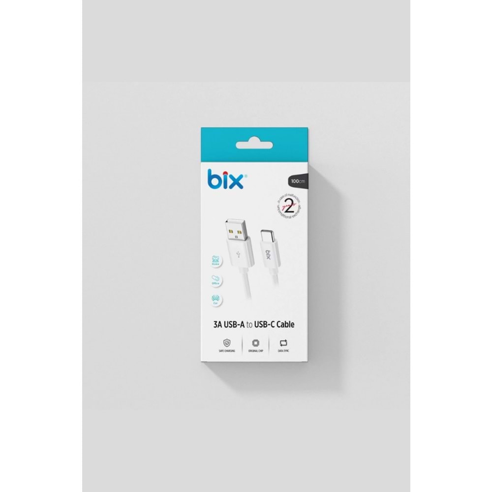 Bix BX-UC03C USB -3A 1mt Type-C Şarj ve Data Kablosu