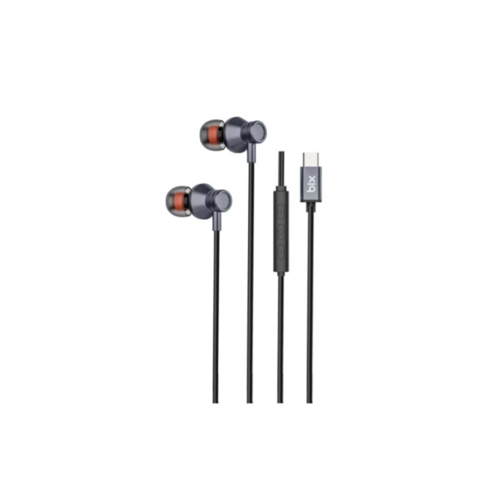 Bix HF02C Type-C Hi-Fi ve Extra Bass Özellikli Mikrofonlu Kulak içi Kulaklık Siyah/Beyaz