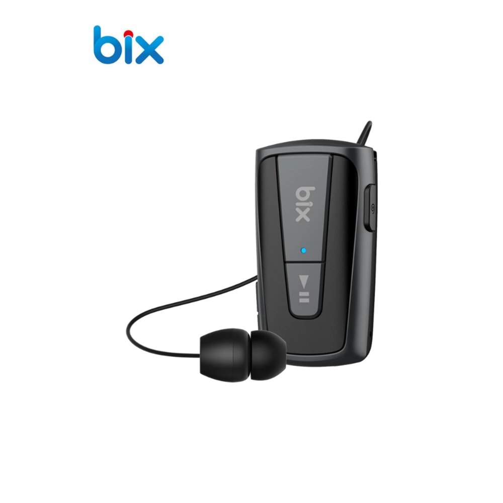 Bix TW7 Soundcraft Titreşimli ve Geri Çekilebilir Makaralı Bluetooth 5.3 Yaka Klipsli Kulaklık