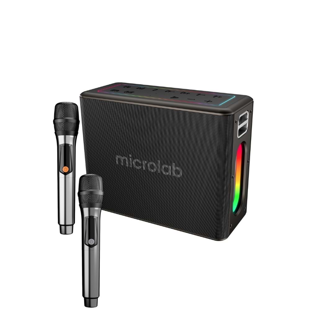 Microlab M60 Vega 15000mAh Batarya 10W*2 + 40W*2 100W 2 Wireless Mikrofonlu Siyah Gri Usb + Tf Kart + Bluetooth Powerban