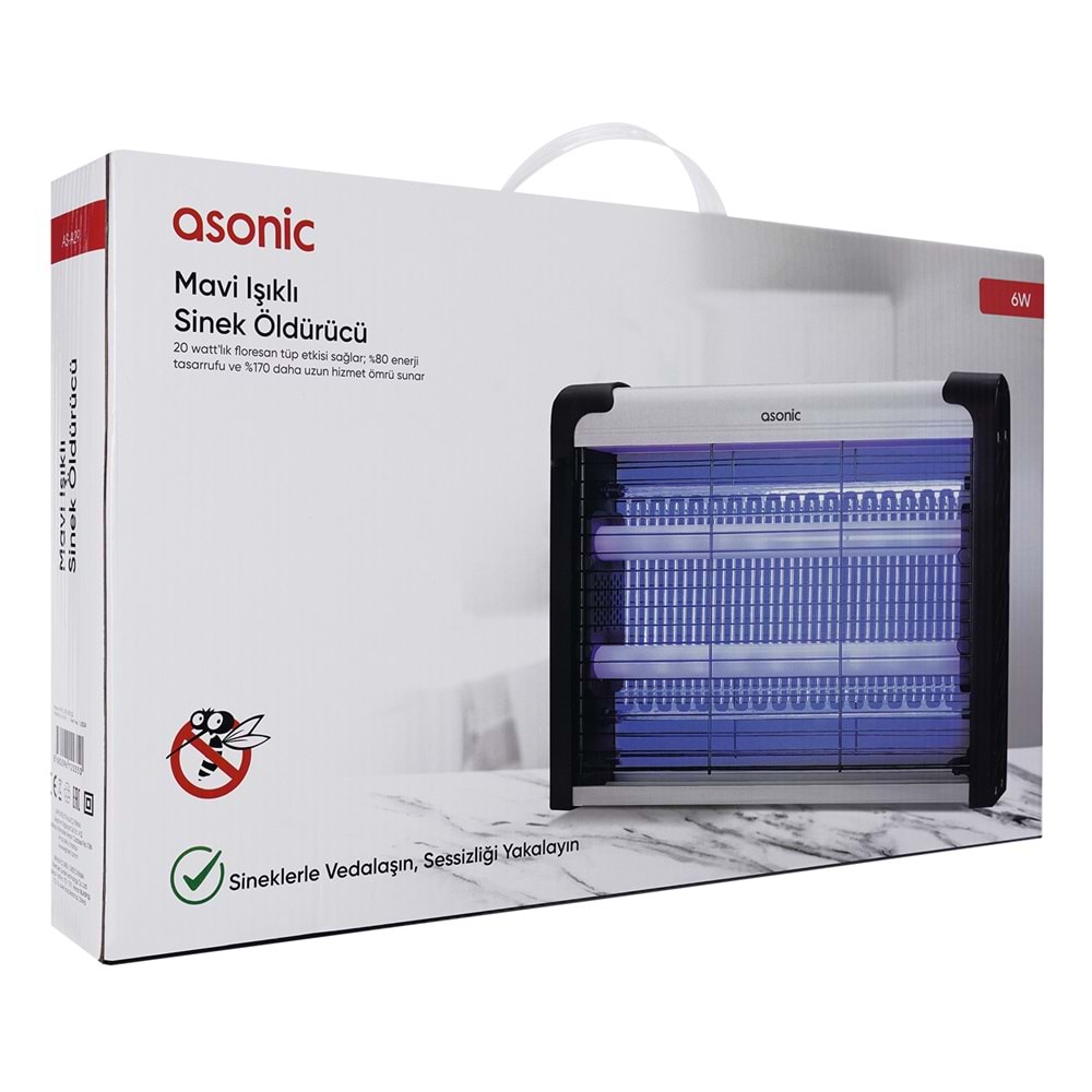 Asonic AS-A29 Siyah Büyük Boy 6W+ 2000V Zincir Askısılı İki Ledli Sinek Öldürücü