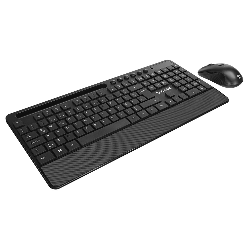 Everest KM-9676 Siyah Kablosuz 800/1200/1600 dpi Q Standart Klavye + Mouse Set