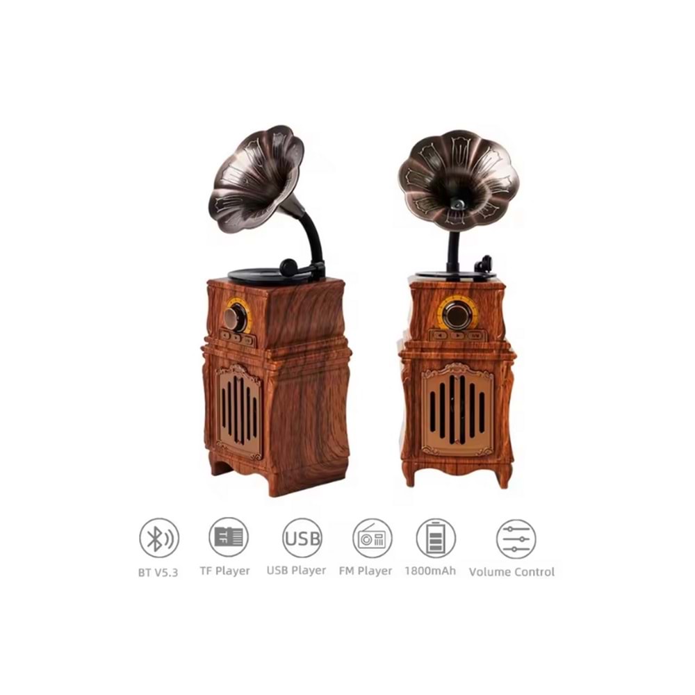 PG-AS31 GRAMAFON BLUTOOTH NOSTALJİK SPEAKER