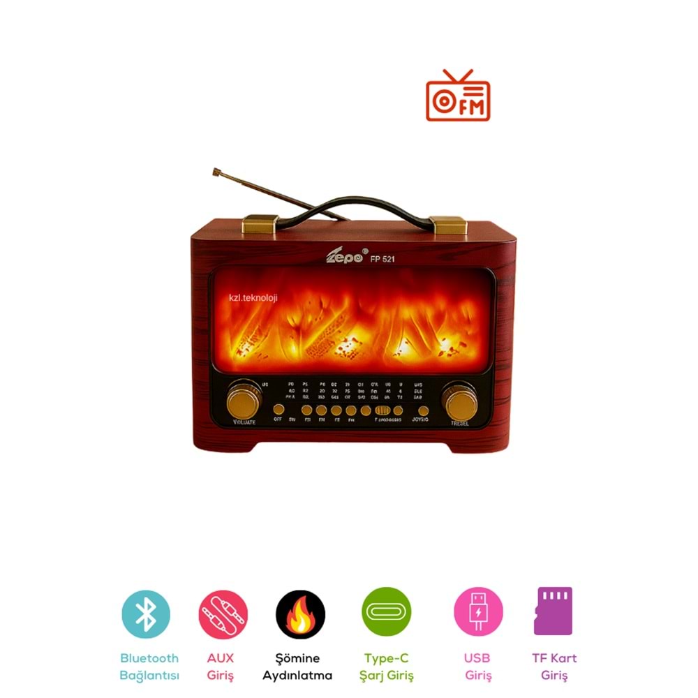 FP-821 ŞÖMİNELİ NOSTALJİK RADYO