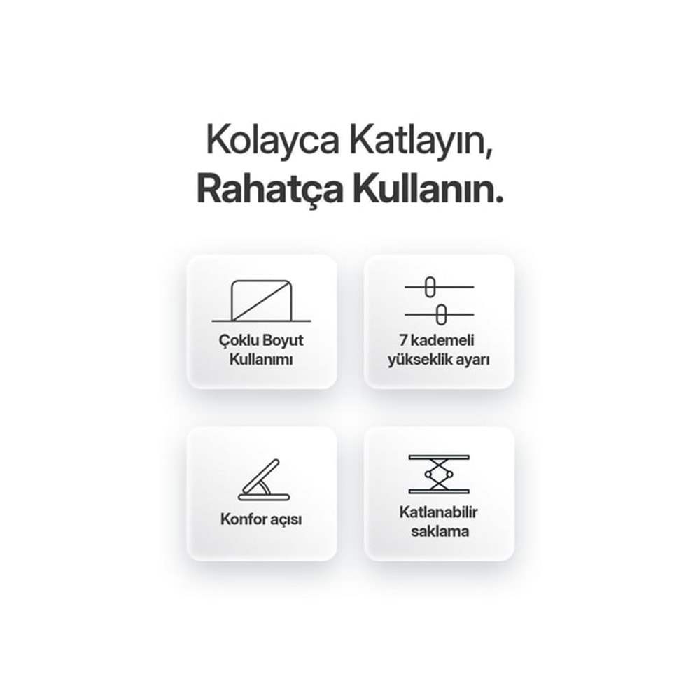 Powerway XR77 Alüminyum Ayarlı Katlanabilir Laptop Macbook Uyumlu Notebook Yükseltici Tutucu Stand