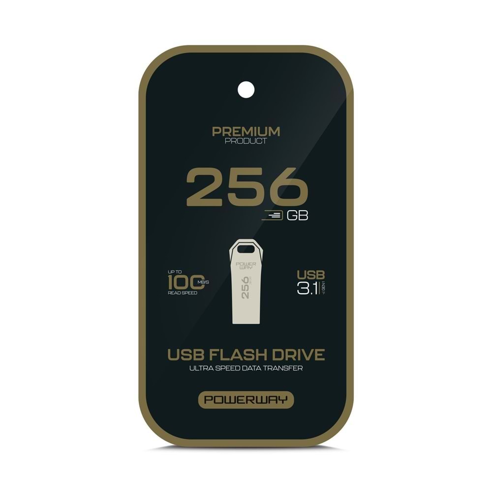 Powerway Premium 256 GB USB 3.1 Metal Gövde Ultra Hızlı Flash Bellek Data Traveler