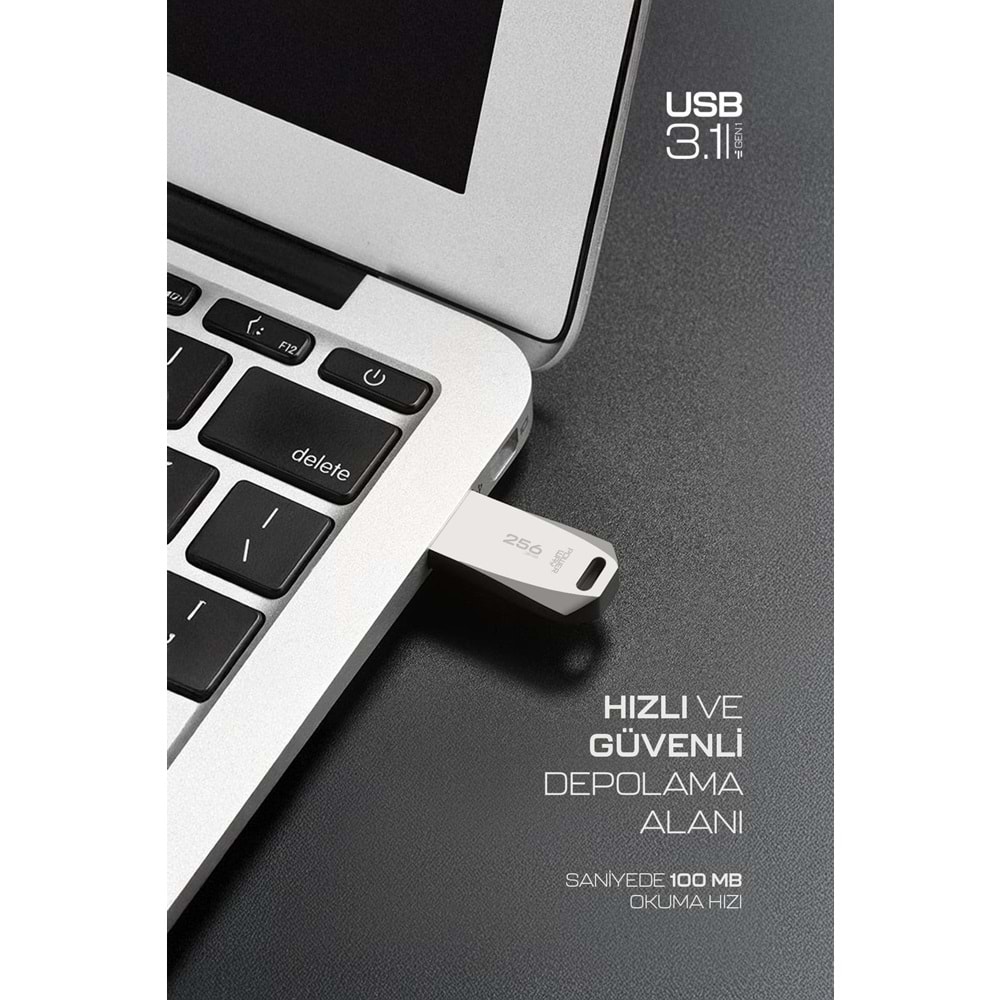 Powerway Premium 256 GB USB 3.1 Metal Gövde Ultra Hızlı Flash Bellek Data Traveler