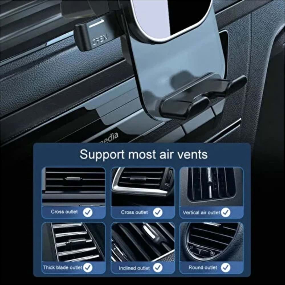 Powerway TT49 Araç İçi Petek Için Kıskaçlı Destekli Telefon Tutucu