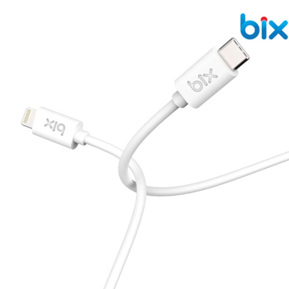 Bix BX-IP02UC 1 mt Type-C To Lightning Data Ve Şarj Kablosu Beyaz