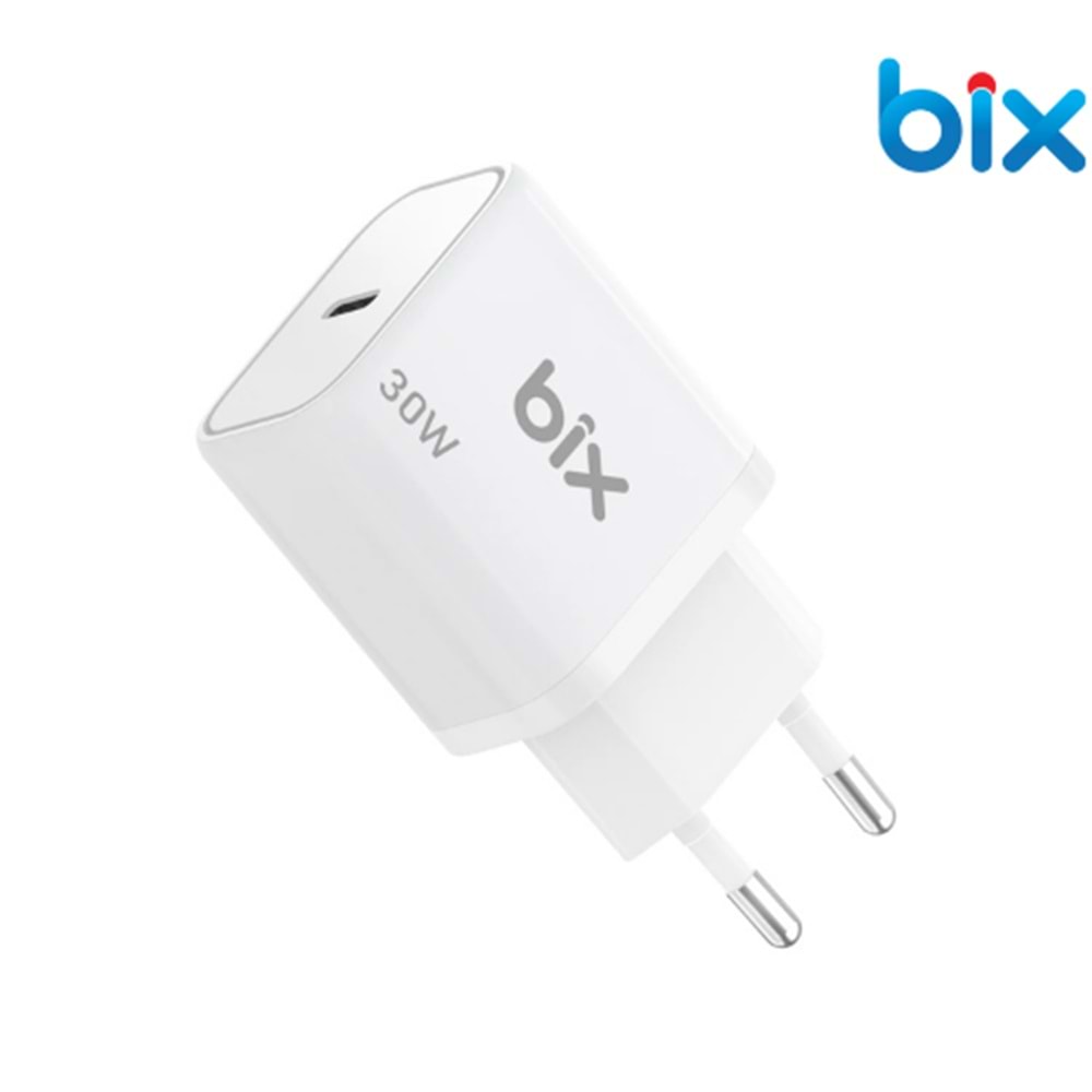 Bix BXPD31 30W USB-C PD 3.0 Akım Korumalı Hızlı Şarj Adaptörü Beyaz