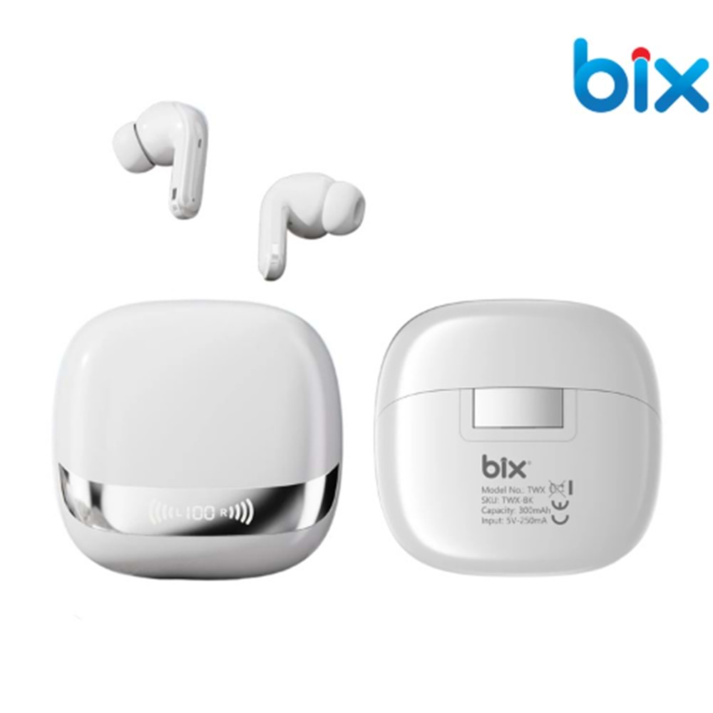 Bix TWX Soundcraft ANC ENC Gürültü Engelleme Özellikli Dijital LED Ekranlı Bluetooth 5.4 TWS Kablosuz Kulak içi Kulaklık