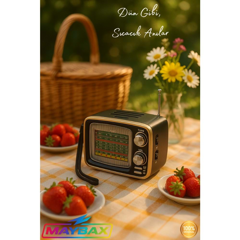 KTF-1641 BLUETOOTH GÜNEŞ ENERJİLİ NOSTALJİK RADYO