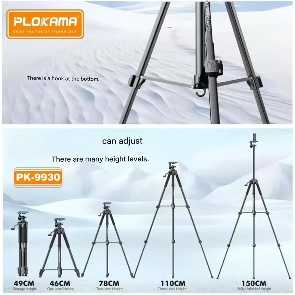 PLOKAMA PK-9930 150CM ORJİNAL BLUETOOTH TRİPOD
