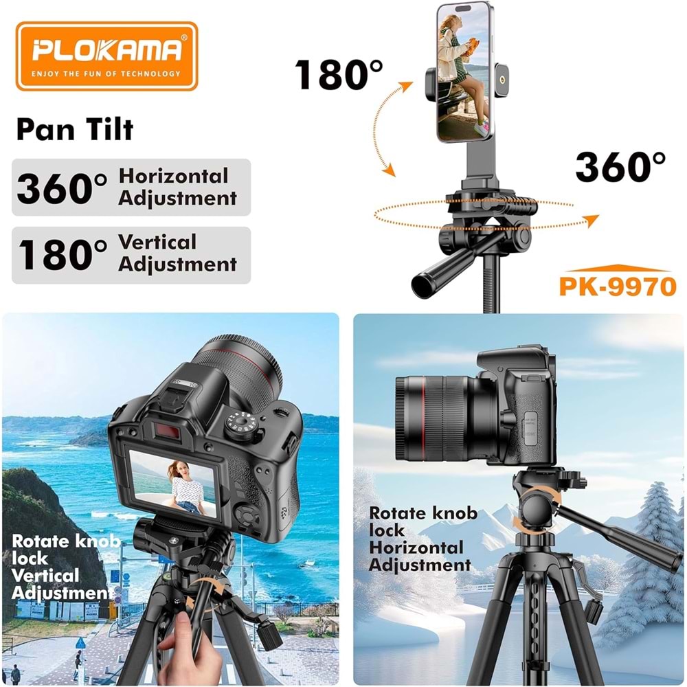 PLOKAMA PK-9970 180CM ORJİNAL BLUETOOTH TRİPOD