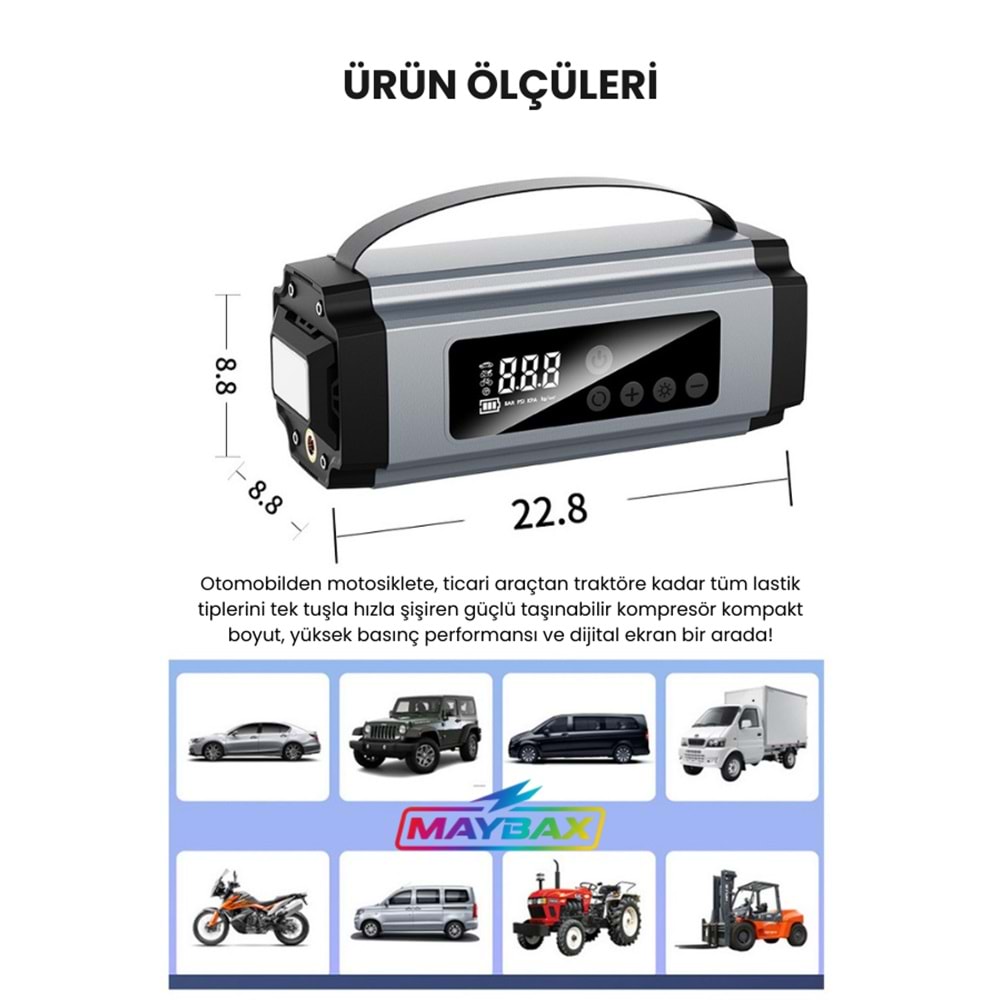 PG-6613 / AKÜ TAKVİYELİ ŞARJLI HAVA POMPASI