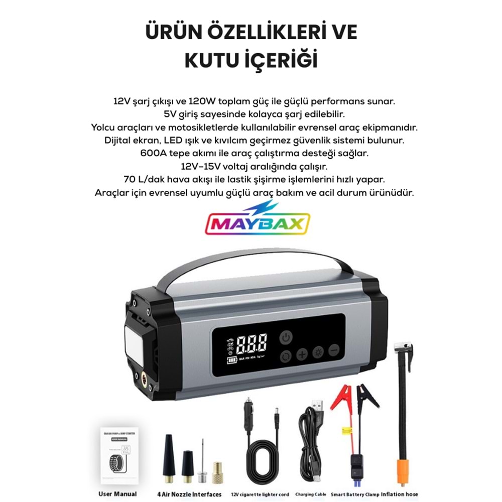 PG-6613 / AKÜ TAKVİYELİ ŞARJLI HAVA POMPASI
