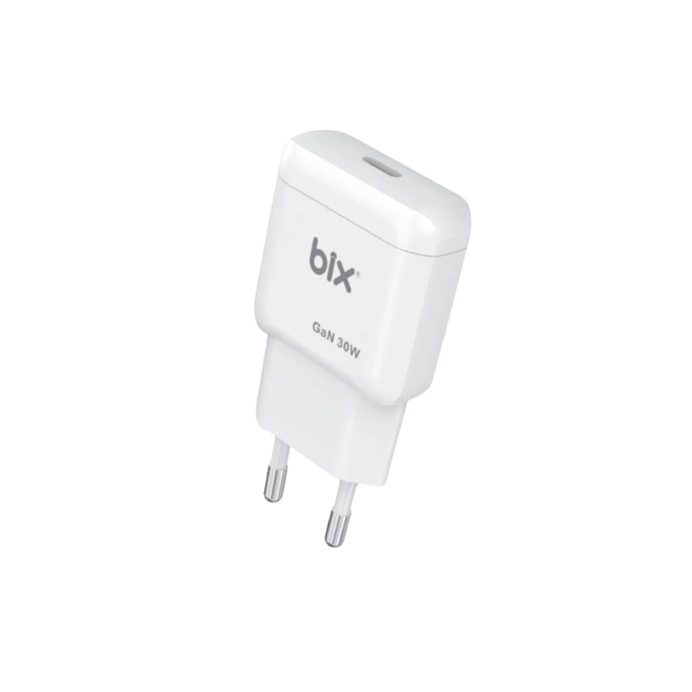 Bix BXC30 GaN Teknolojili Type-C PD 30W Hızlı Şarj Adaptörü Ultra Slim ve Kompakt Boyut İnce Tasarım