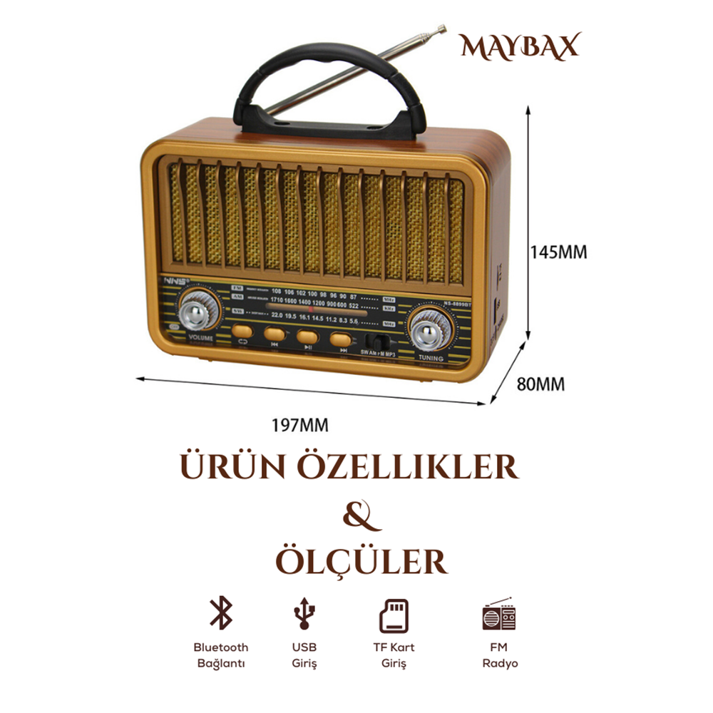 NS-8899BT BLUETOOTH NOSTALJİK SPEAKER