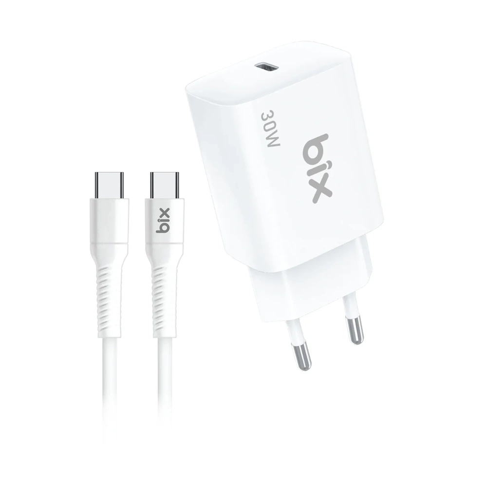 Bix BXPD31C 30W USB-C PD 3.0 Akım Korumalı Hızlı Şarj Adaptörü Beyaz