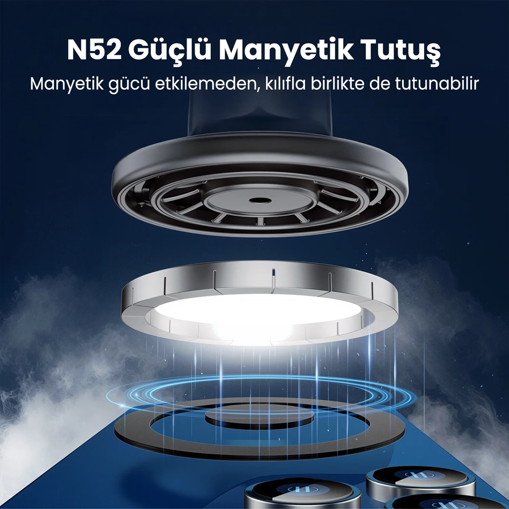 Bix BXCH13 360° Ayarlanabilir Hava Menfezi için Metal Kancalı Manyetik Araç İçi Telefon Tutucu Siyah