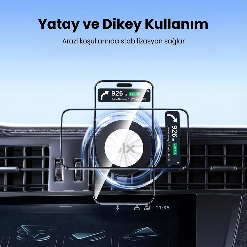 Bix BXCH14 360° Ayarlanabilir Hava Menfezi için Metal Kancalı Manyetik Araç İçi Telefon Tutucu Siyah