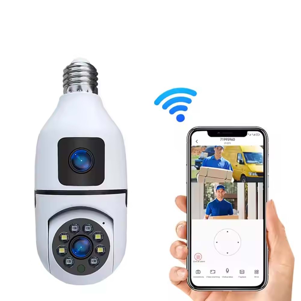 LF-S2 // AMPÜL ÇİFT LENS HD WIFI IP KAMERA // LEERFEI