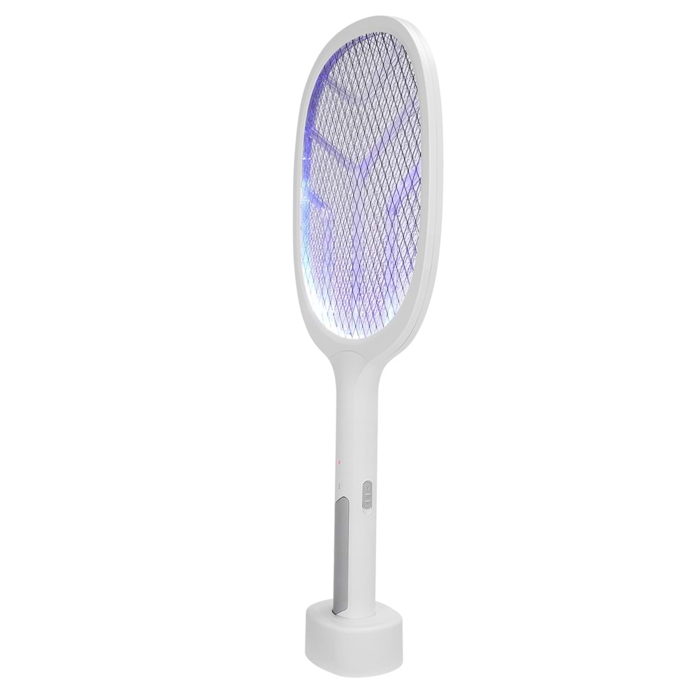 Asonic AS-A25 UV Mavi Işıklı Şarjli Masaüstü Raket Sinek Öldürücü Beyaz/Gri 1200mAh 3000V Çıkış