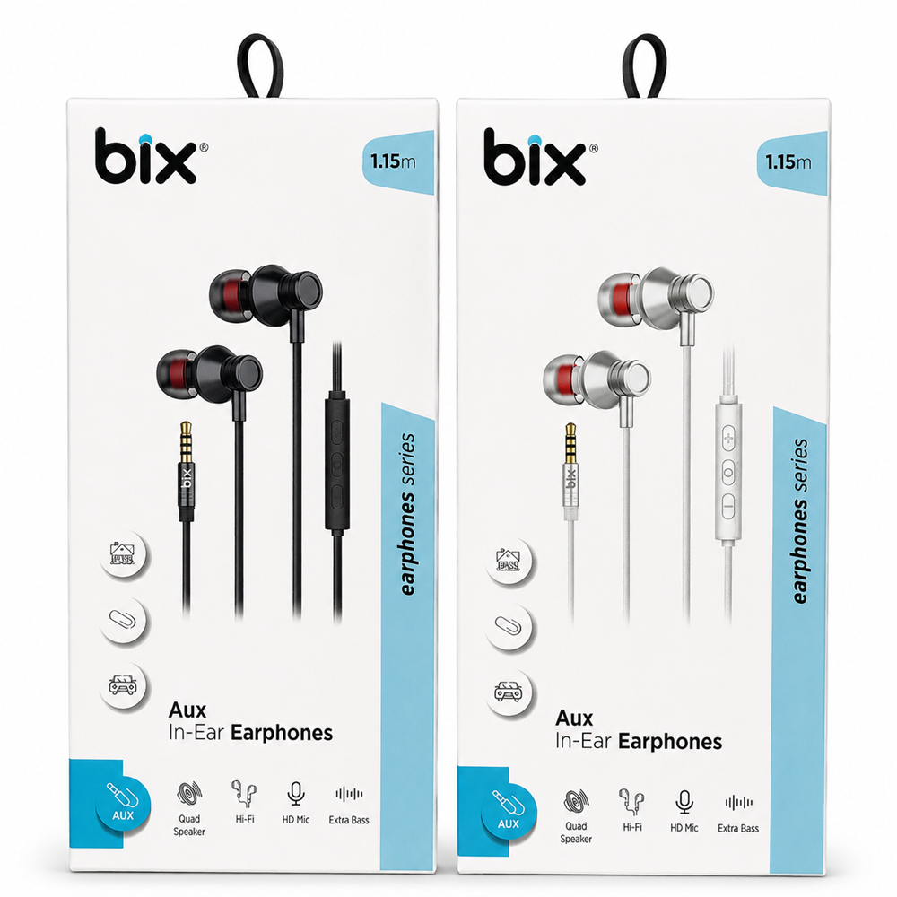 Bix HF02A Hi-Fi ve Extra Bass Özellikli Mikrofonlu Kulak içi Kulaklık Siyah/Beyaz