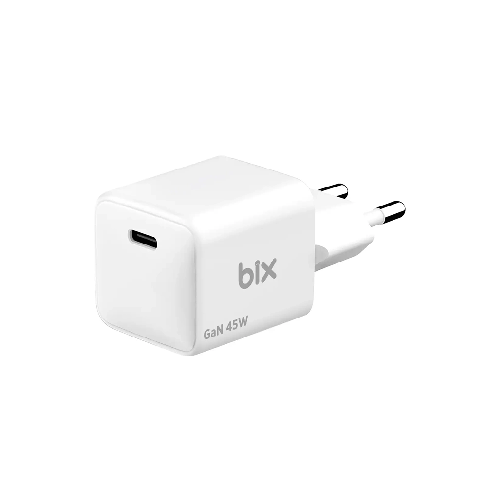 Bix BX1P46G-WT GaN 45W Type-C PPS/AVS Destekli Hızlı Şarj Cihazı Beyaz