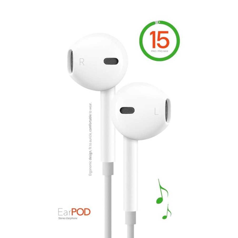Powerway BTX15 EarPod İphone 15 Uygun Mikrofonlu Kulaklık