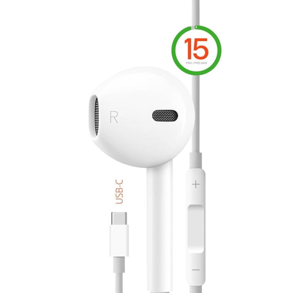 Powerway BTX15 EarPod İphone 15 Uygun Mikrofonlu Kulaklık