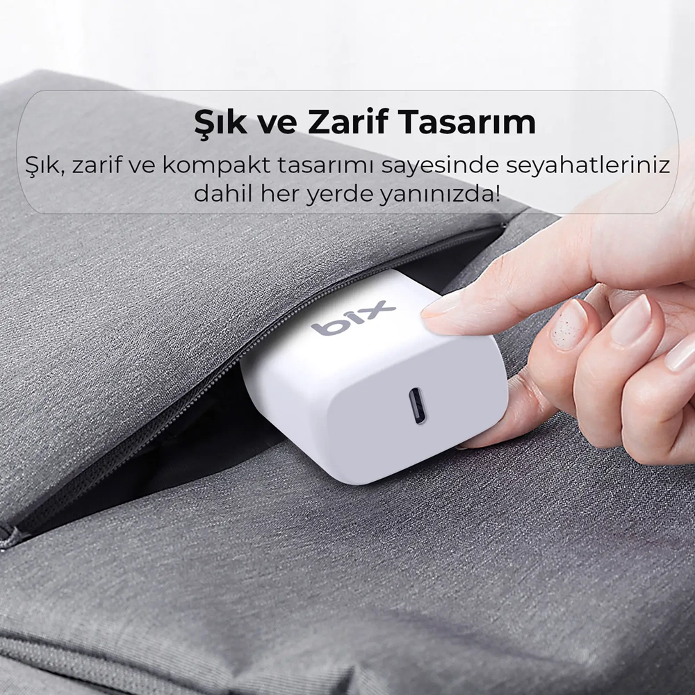 Bix BXCL20TA 5V,3A/9V,2,22A/12V.1,67A/20W İphone 3A Type-C 1mt Kablolu Şarj Cihazı