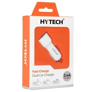 HYTECH HY-X40 3.4A HIZLI ŞARJI 2 USB BEYAZ ARAÇ ŞARJ CİHAZI