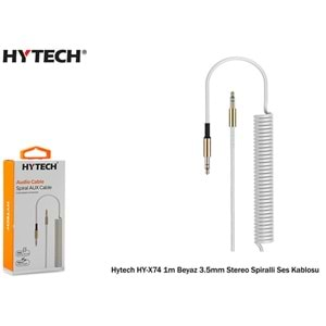 HYTECH HY-X74 1m Siyah/beyaz/kırmızı 3.5mm STEREO SPİRALLİ SES KABLOSU