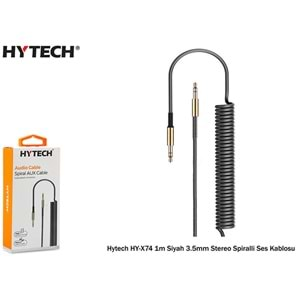 HYTECH HY-X74 1m Siyah/beyaz/kırmızı 3.5mm STEREO SPİRALLİ SES KABLOSU