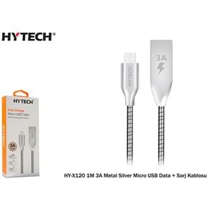 HYTECH HY-X120 1M 3A METAL SİLVER MİCRO USB DATA+SARJ KABLOSU