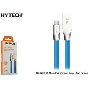 HYTECH HY-X205 3A MİCRO USB 1m SİYAH/BEYAZ/MAVİ DATA+SARJ KABLOSU