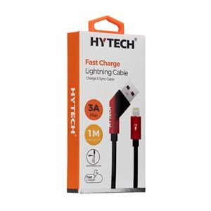 HYTECH HY-X315 3A iPHONE LİGHTNİNG 1M, Siyah/kırmızı ŞARJ KABLOSU