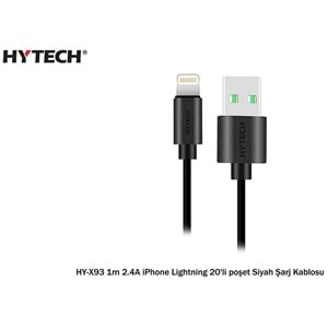 HYTECH HY-X93 1m 2.A iPHONE LİGHTNİNG Siyah/Beya ŞARJ KABLO POŞETLİ