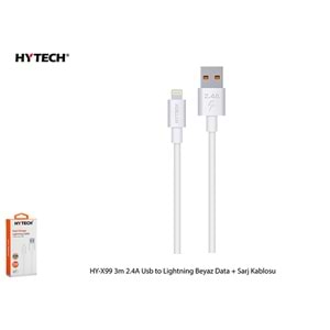HYTECH HY-X99 3m 2.4A USB to LIGHTNİNG BEYAZ DATA+SARJ KABLOSU