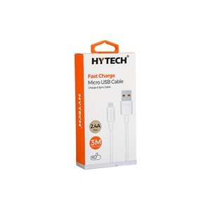 HYTECH HY-X893 3m 2.4A USB to MİCRO USB BEYAZ DATA+SARJ KABLOSU