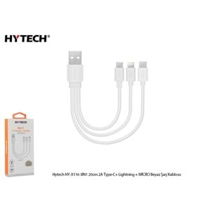 HYTECH HY-X116 3İN1 20cm 3A TYPE-C+LİGHTNİNG + MİCRO ŞARJ KABLOSU