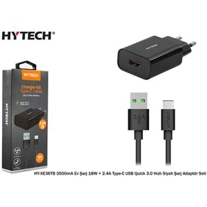 HYTECH HY-XE36TB 3500mA EV ŞARJ 18W+2.4A TYPE-C USB QUİCK 3.0 HIZLI ŞARJ ADAPTÖR SETİ