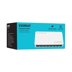 Everest EVERLINK ESF208 8 Port 10/100Mbps RTL8309 Chipset Fast Ethernet Masaüstü Switch Hub